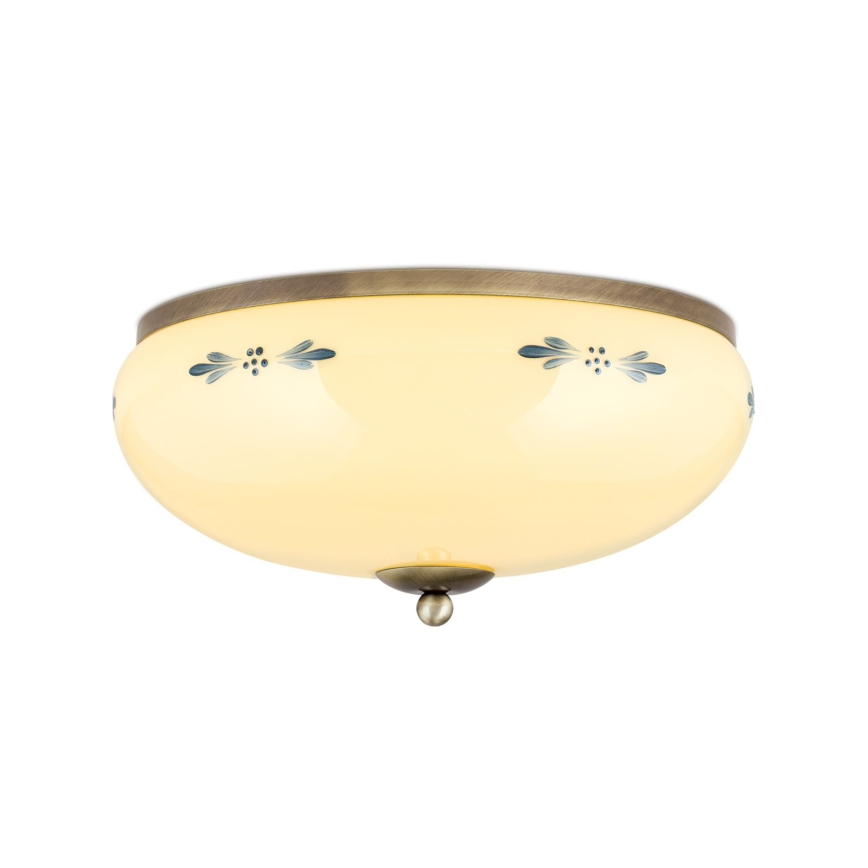 griestu lampa LANDHAUS 3xE27/60W/230V Ø 35 cm bronza/bēša/zila