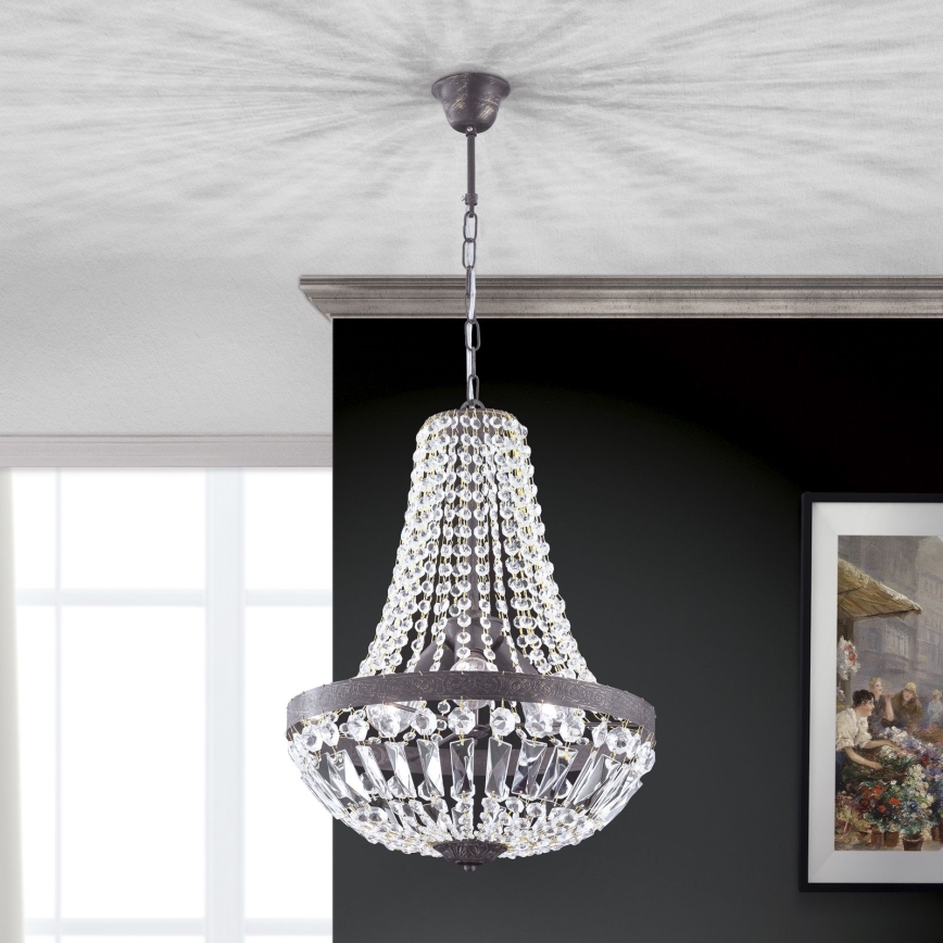 Kristāla lustra ar ķēdi ARILA 3xE27/60W/230V d. 40 cm brūna/patina