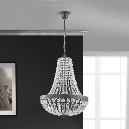 Kristāla lustra ar ķēdi ARILA 3xE27/60W/230V d. 40 cm brūna/patina