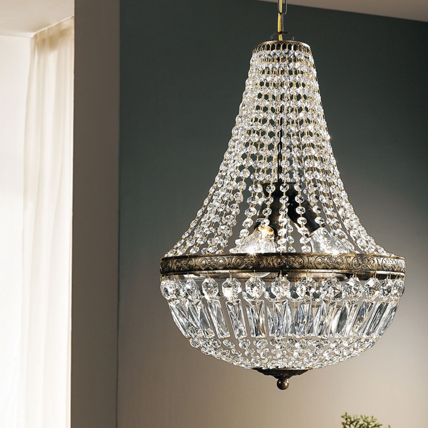 Kristāla lustra ar ķēdi ARILA 3xE27/60W/230V d. 40 cm brūna/patina
