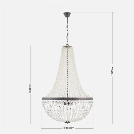 Kristāla lustra ar ķēdi ARILA 6xE27/60W/230V d. 60 cm brūna/patina
