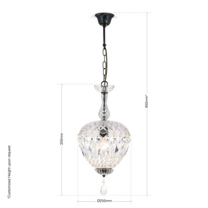 Kristāla lustra ar ķēdi ARILA 1xE27/60W/230V d. 25 cm brūna/patina