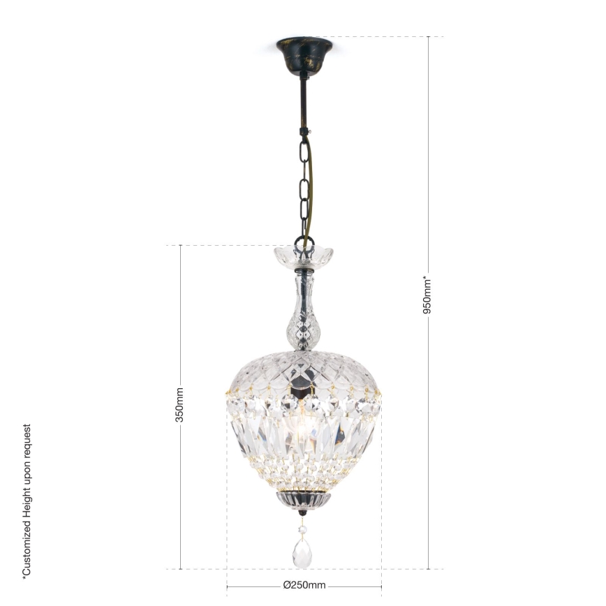 Kristāla lustra ar ķēdi ARILA 1xE27/60W/230V d. 25 cm brūna/patina