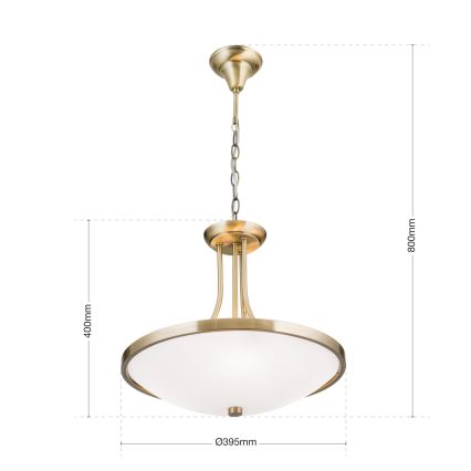 Lustra ar ķēdi AIDA 3xE27/60W/230V d. 39,5 cm misiņš
