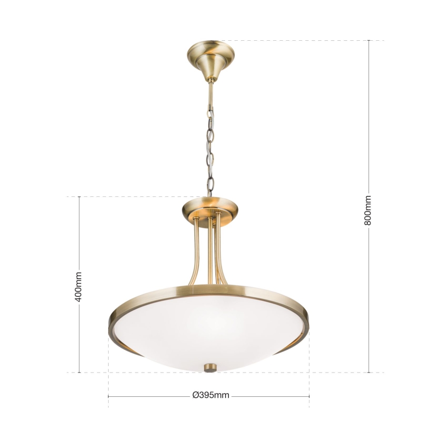 Lustra ar ķēdi AIDA 3xE27/60W/230V d. 39,5 cm misiņš