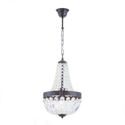 Kristāla lustra ar ķēdi ARILA 1xE27/60W/230V d. 25,5 cm brūna/patina