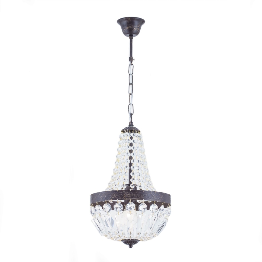 Kristāla lustra ar ķēdi ARILA 1xE27/60W/230V d. 25,5 cm brūna/patina