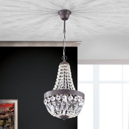 Kristāla lustra ar ķēdi ARILA 1xE27/60W/230V d. 25,5 cm brūna/patina