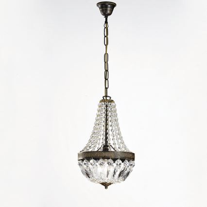 Kristāla lustra ar ķēdi ARILA 1xE27/60W/230V d. 25,5 cm brūna/patina