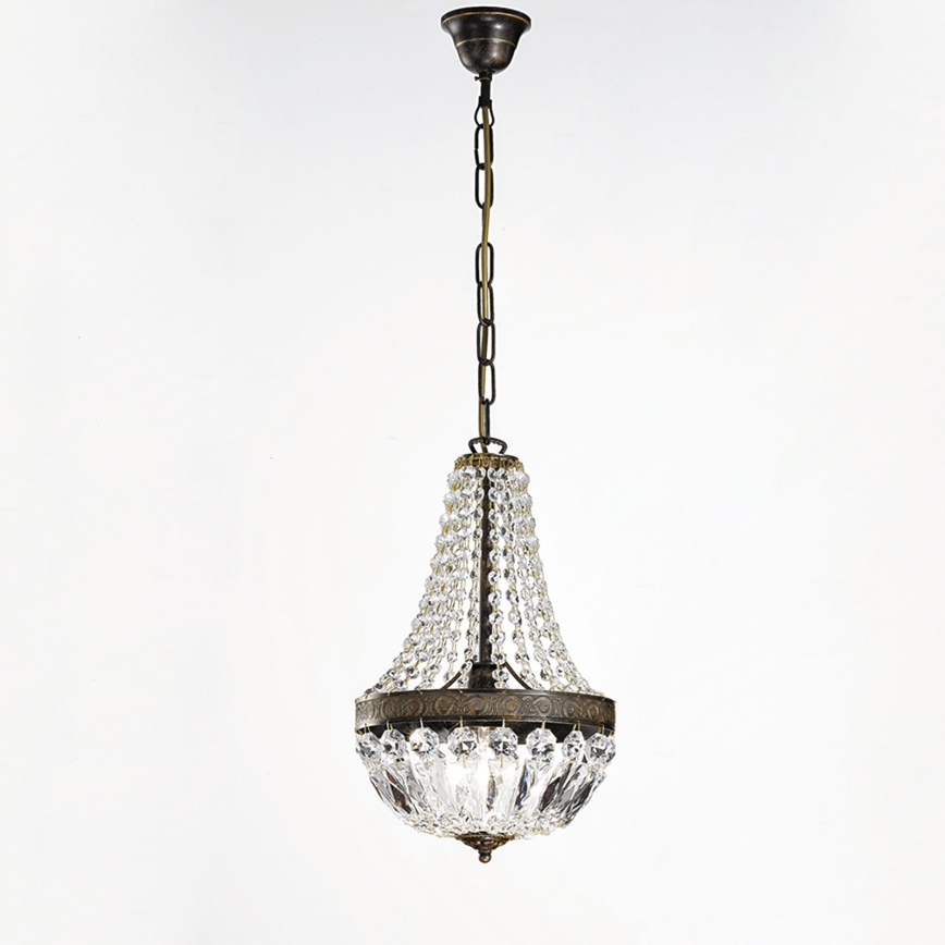 Kristāla lustra ar ķēdi ARILA 1xE27/60W/230V d. 25,5 cm brūna/patina