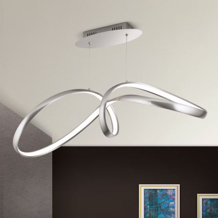 LED Aptumšojama lustra ar auklu CIRCUS LED/36W/230V sudraba