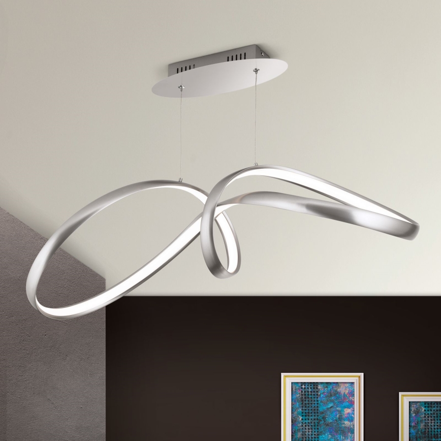 LED Aptumšojama lustra ar auklu CIRCUS LED/36W/230V sudraba