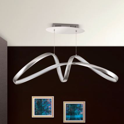 LED Aptumšojama lustra ar auklu CIRCUS LED/36W/230V sudraba
