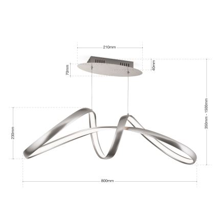 LED Aptumšojama lustra ar auklu CIRCUS LED/36W/230V sudraba