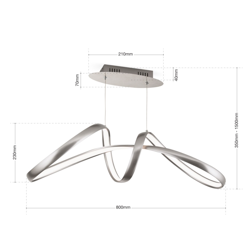 LED Aptumšojama lustra ar auklu CIRCUS LED/36W/230V sudraba