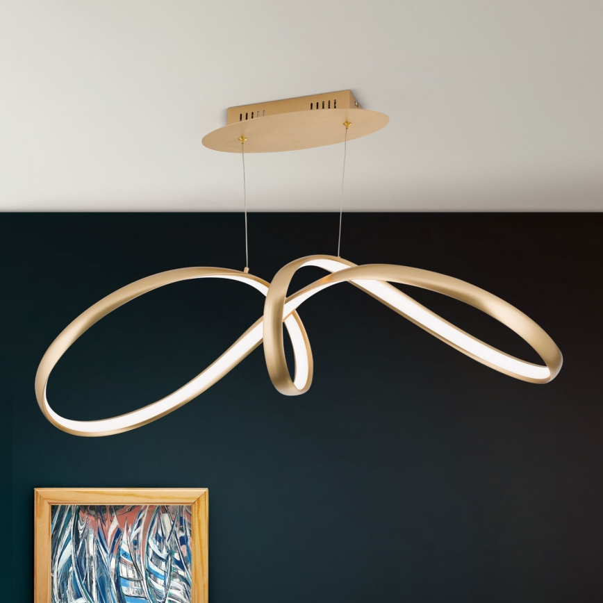 LED Aptumšojama lustra ar auklu CIRCUS LED/36W/230V zelta