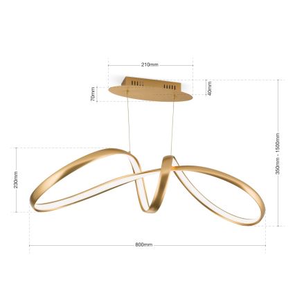 LED Aptumšojama lustra ar auklu CIRCUS LED/36W/230V zelta