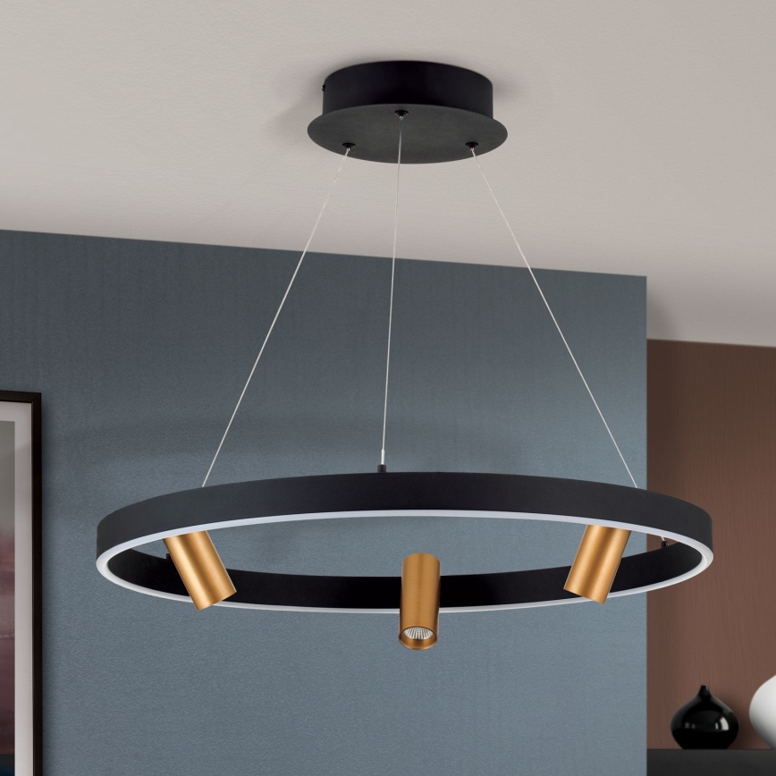 LED Aptumšojama lustra ar auklu BERLIN LED/50W/230V melna/zelta
