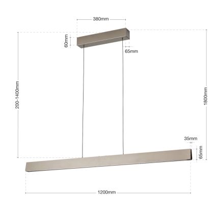 LED Regulējams lustra uz stieples TARA LED/44W/230V 2700/3800/4500/5700K matēts hroms