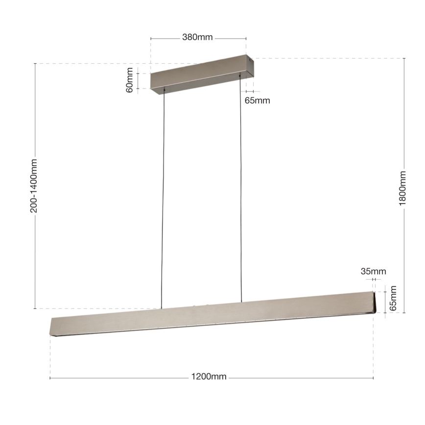 LED Regulējams lustra uz stieples TARA LED/44W/230V 2700/3800/4500/5700K matēts hroms