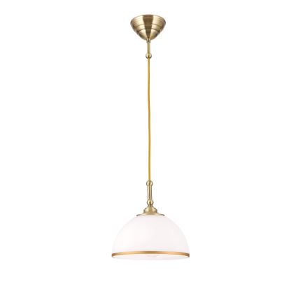 Lustra ar auklu OLD LAMP 1xE27/40W/230V balta/misiņš