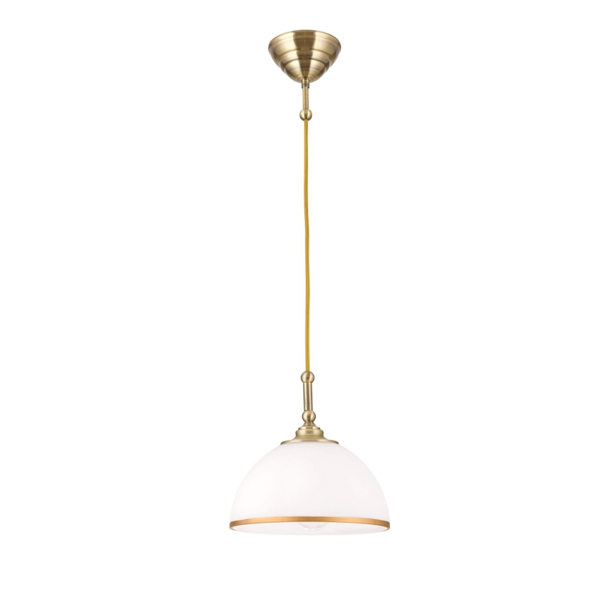 Lustra ar auklu OLD LAMP 1xE27/40W/230V balta/misiņš