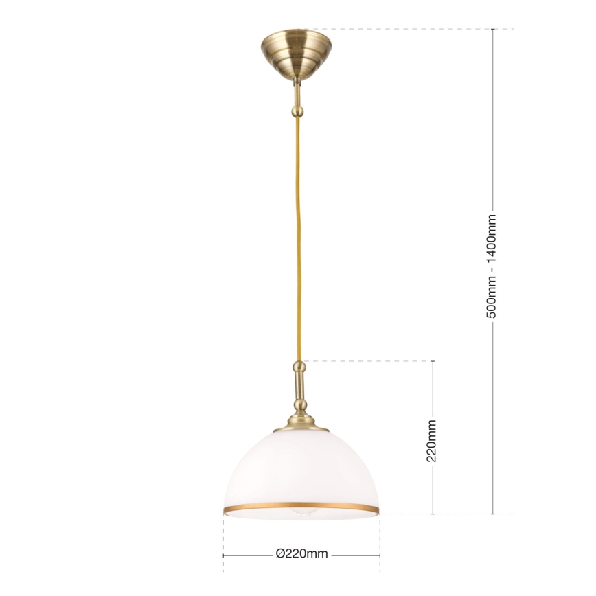 Lustra ar auklu OLD LAMP 1xE27/40W/230V balta/misiņš