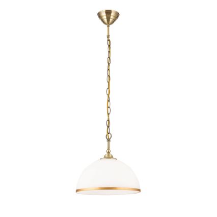 Lustra ar ķēdi OLD LAMP 1xE27/40W/230V d. 30 cm balta/misiņš
