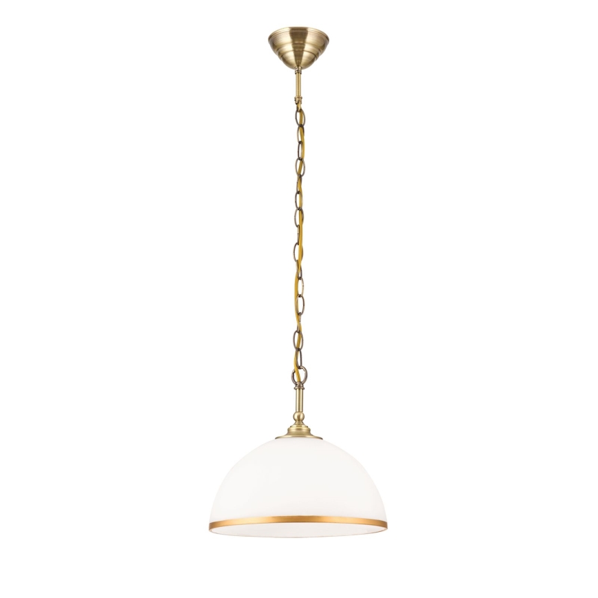 Lustra ar ķēdi OLD LAMP 1xE27/40W/230V d. 30 cm balta/misiņš