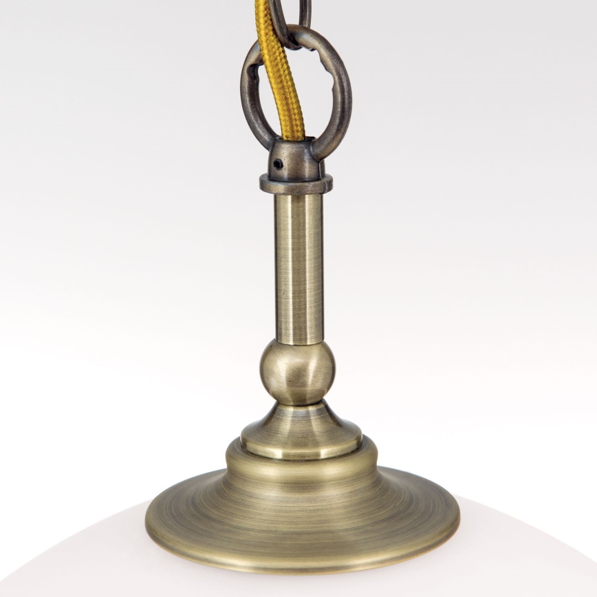 Lustra ar ķēdi OLD LAMP 1xE27/40W/230V d. 30 cm balta/misiņš