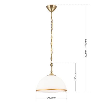 Lustra ar ķēdi OLD LAMP 1xE27/40W/230V d. 30 cm balta/misiņš