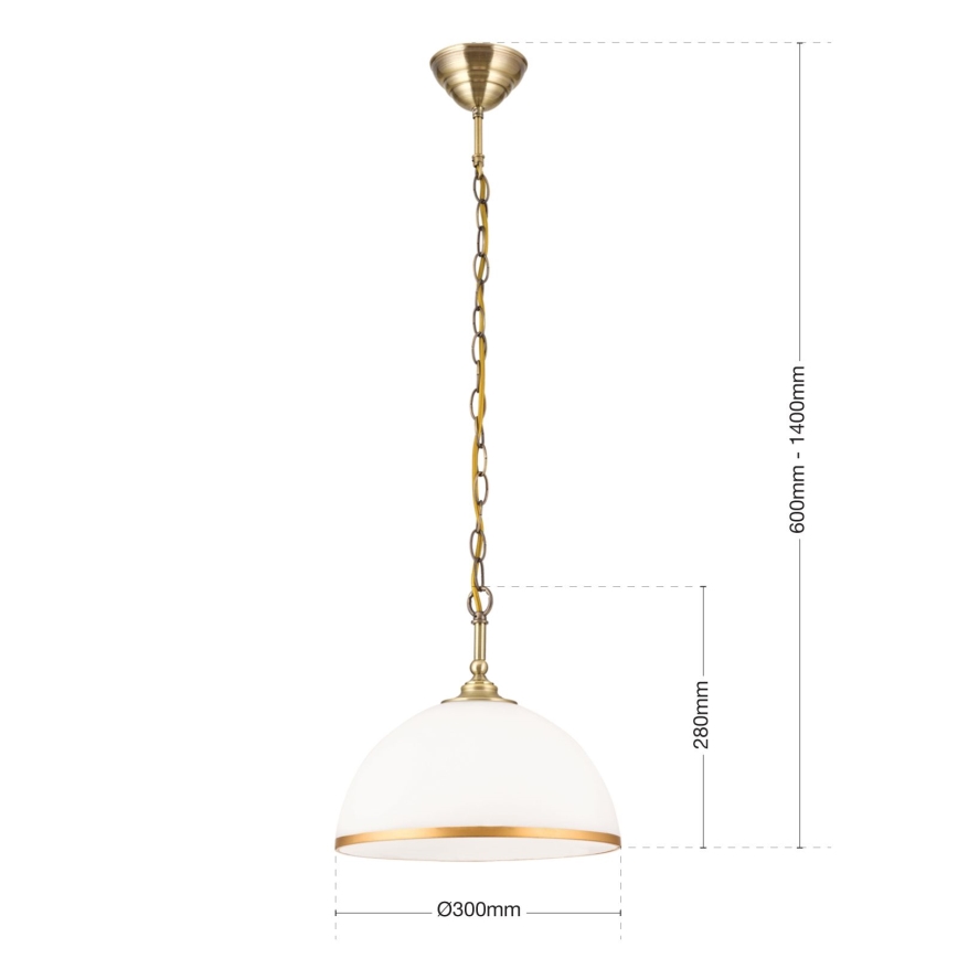 Lustra ar ķēdi OLD LAMP 1xE27/40W/230V d. 30 cm balta/misiņš