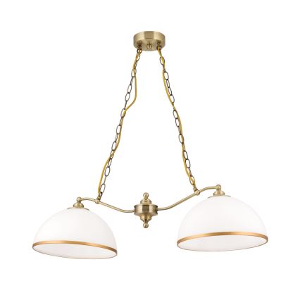 Lustra ar ķēdi OLD LAMP 2xE27/40W/230V balta/misiņš