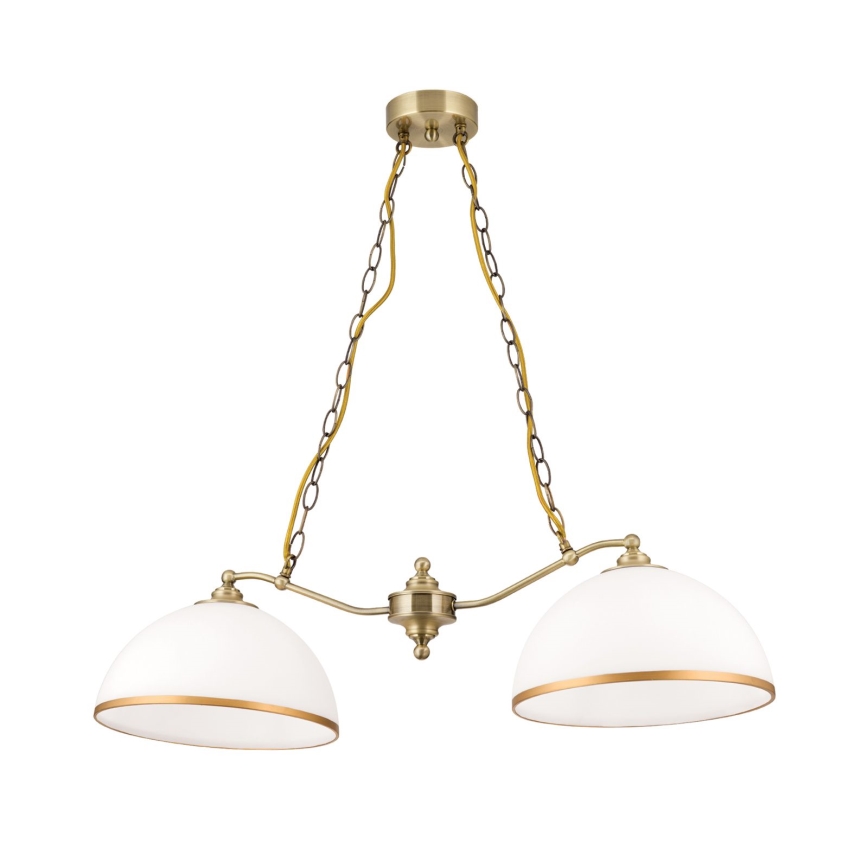 Lustra ar ķēdi OLD LAMP 2xE27/40W/230V balta/misiņš