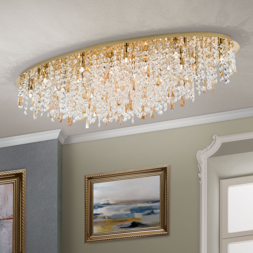 Kristāla griestu lampa CRYSTALRIVER 21xG9/40W/230V zelta