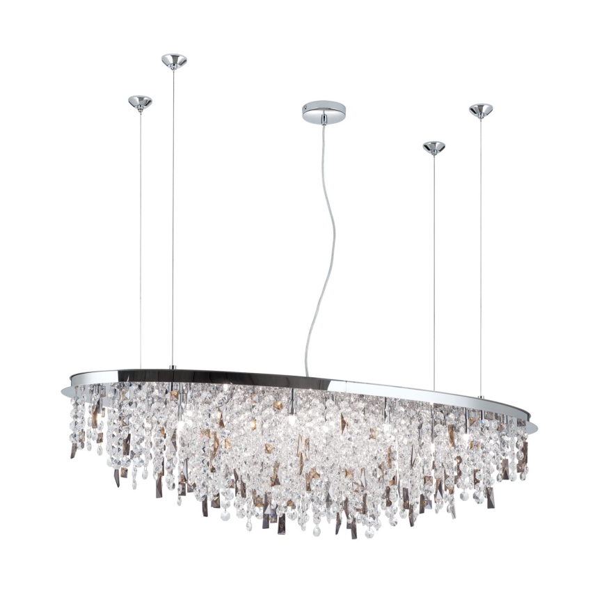Kristāla lustra ar auklu CRYSTALRIVER 21xG9/40W/230V spīdīgi hromēts