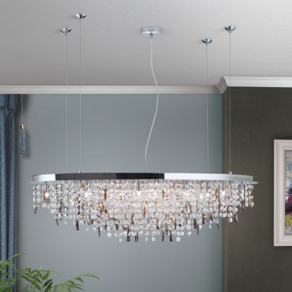 Kristāla lustra ar auklu CRYSTALRIVER 21xG9/40W/230V spīdīgi hromēts