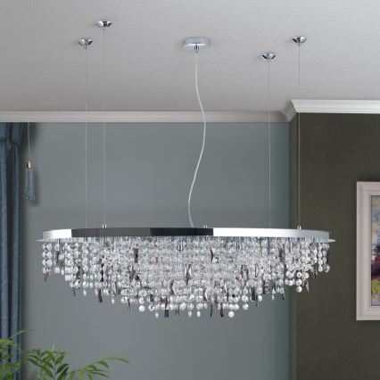 Kristāla lustra ar auklu CRYSTALRIVER 21xG9/40W/230V spīdīgi hromēts