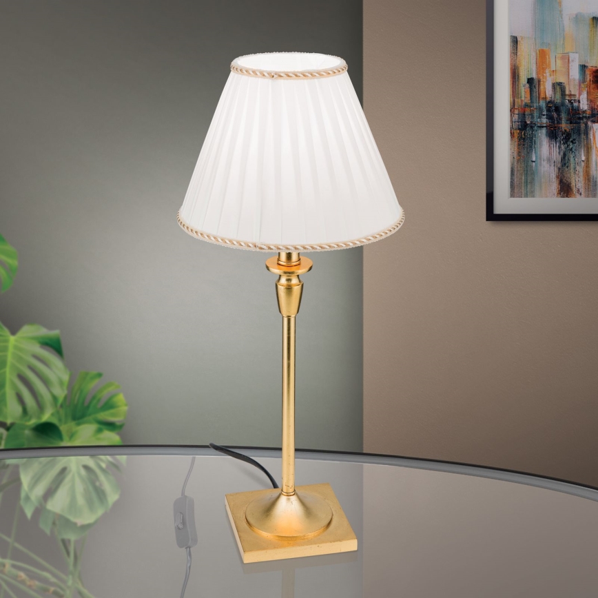 Galda lampa FONSA 1xE27/60W/230V 61 cm balta/zelta