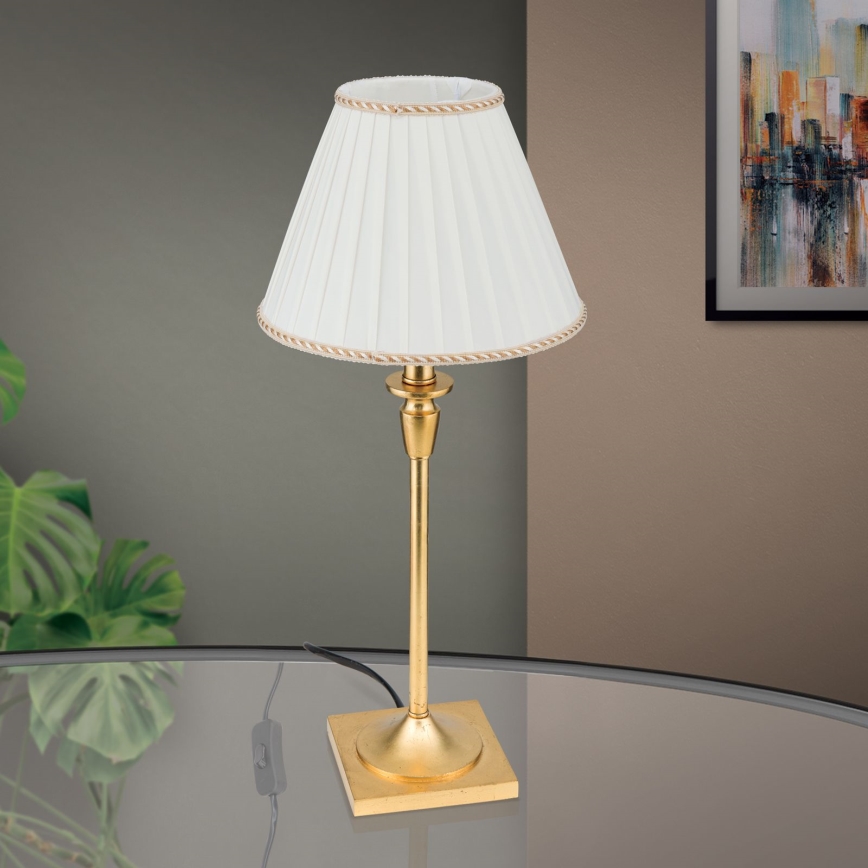 Galda lampa FONSA 1xE27/60W/230V 61 cm balta/zelta