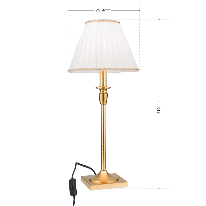 Galda lampa FONSA 1xE27/60W/230V 61 cm balta/zelta