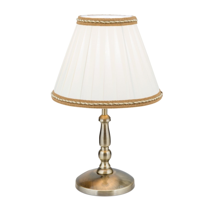 Galda lampa TONIA 1xE27/60W/230V d. 25 cm balta/bronza