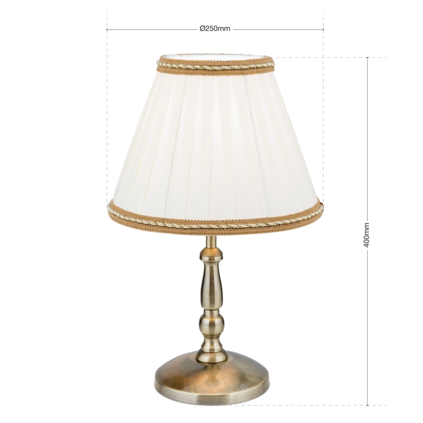 Galda lampa TONIA 1xE27/60W/230V d. 25 cm balta/bronza