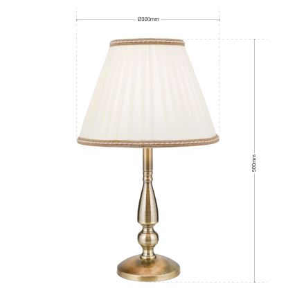 Galda lampa TONIA 1xE27/60W/230V d. 30 cm balta/bronza