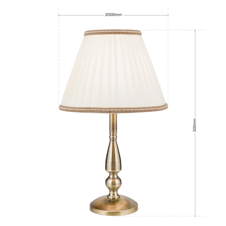 Galda lampa TONIA 1xE27/60W/230V d. 30 cm balta/bronza