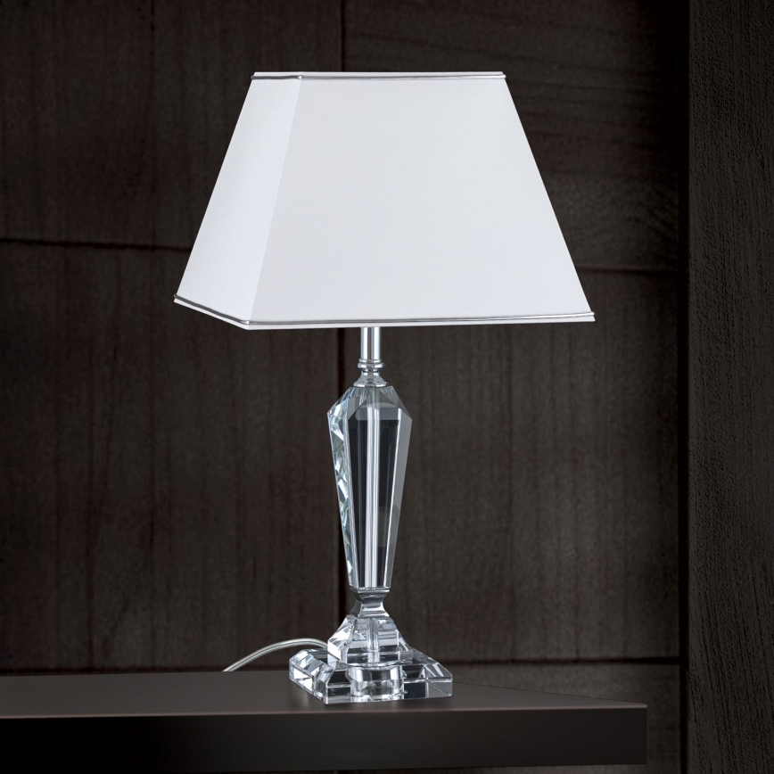 Kristāla galda lampa VERONIQUE 1xE27/60W/230V balta/caurspīdīga