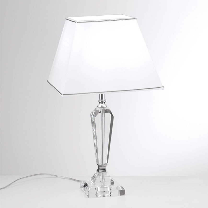 Kristāla galda lampa VERONIQUE 1xE27/60W/230V balta/hroms