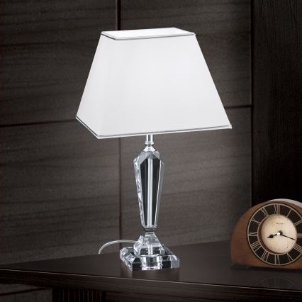 Kristāla galda lampa VERONIQUE 1xE27/60W/230V balta/hroms