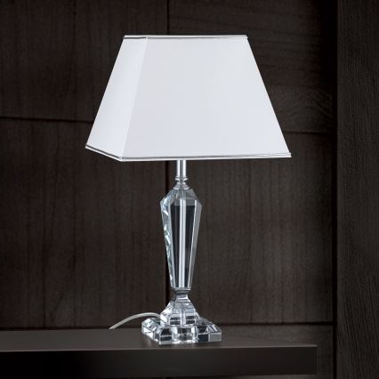 Kristāla galda lampa VERONIQUE 1xE27/60W/230V balta/hroms