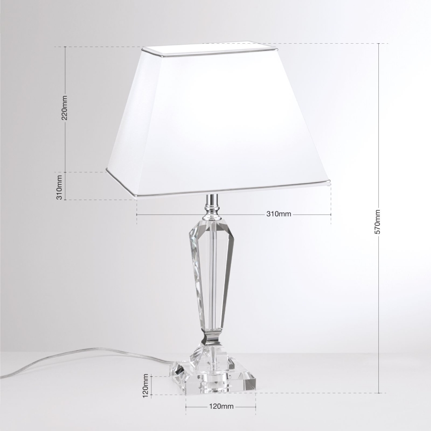 Kristāla galda lampa VERONIQUE 1xE27/60W/230V balta/hroms